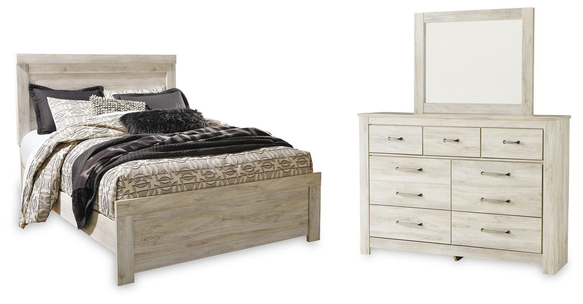 Bellaby Queen Panel Bed with Mirrored Dresser