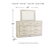 Bellaby King Platform Bed with 2 Storage Drawers with Mirrored Dresser and Nightstand