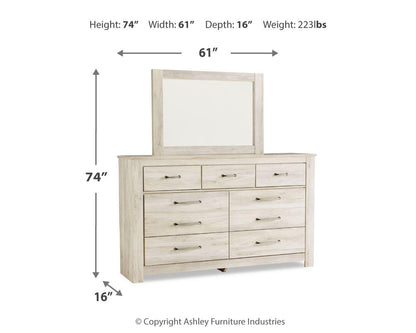 Bellaby Queen Crossbuck Panel Bed with Mirrored Dresser