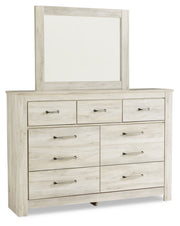 Bellaby Queen Platform Bed with 2 Storage Drawers with Mirrored Dresser and Nightstand