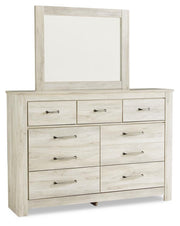 Bellaby Queen Crossbuck Panel Bed with Mirrored Dresser