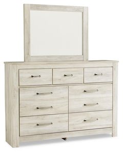 Bellaby Queen Crossbuck Panel Bed with Mirrored Dresser
