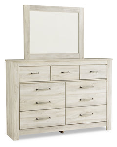 Bellaby King Platform Bed with 2 Storage Drawers with Mirrored Dresser, Chest and Nightstand