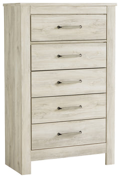Bellaby King Panel Headboard Bed with Mirrored Dresser and Chest
