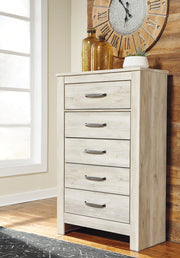 Bellaby King Panel Headboard Bed with Mirrored Dresser and Chest