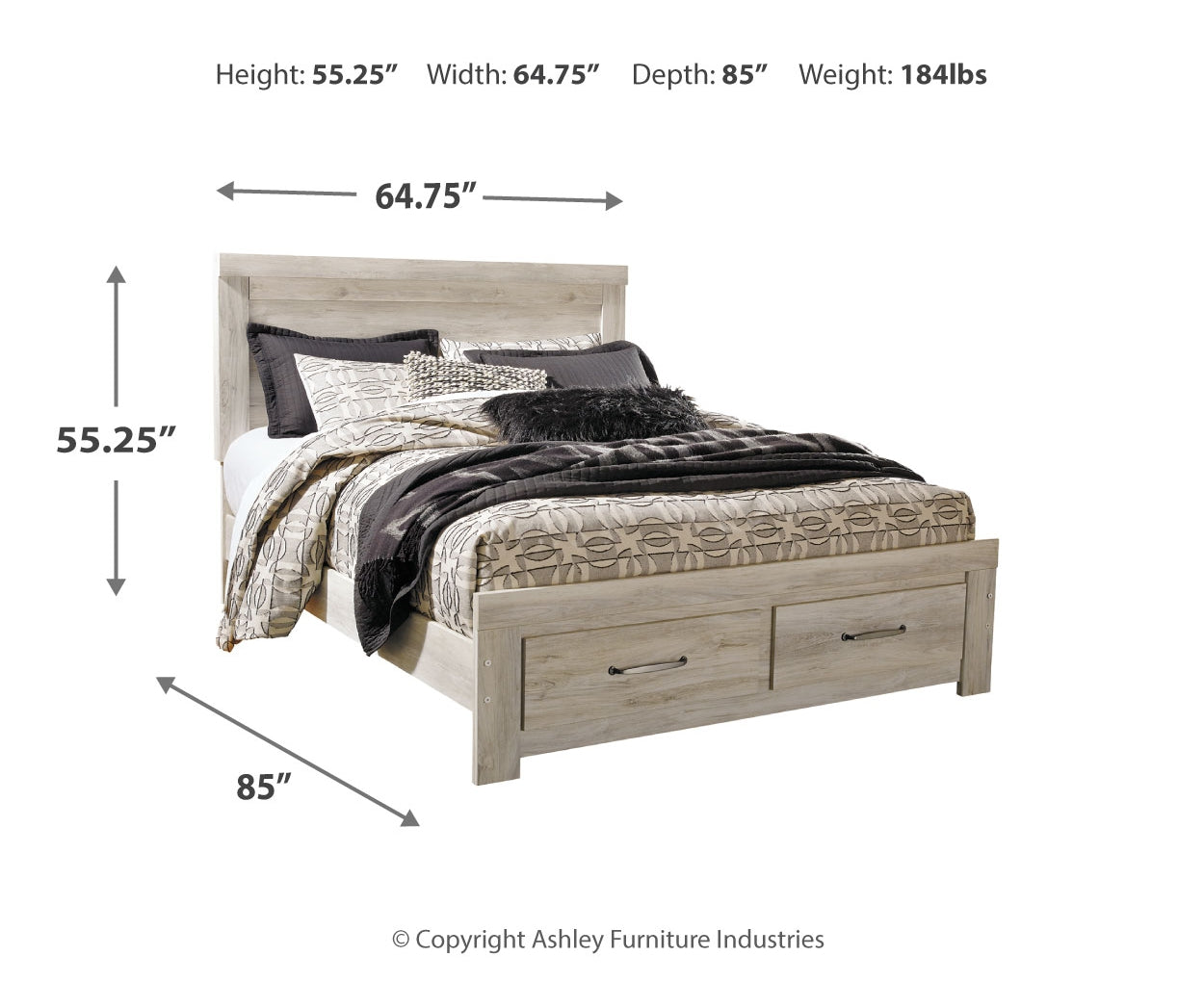 Bellaby Queen Platform Bed with 2 Storage Drawers