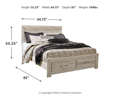Bellaby Queen Platform Bed with 2 Storage Drawers with Mirrored Dresser and Nightstand