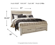 Bellaby King Platform Bed with 2 Storage Drawers with Mirrored Dresser and Nightstand