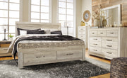 Bellaby King Panel Headboard Bed with Mirrored Dresser, Chest and Nightstand