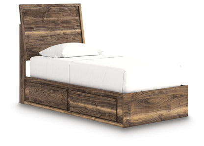 Chirason Twin Panel Bed with Storage, Dresser and Mirror