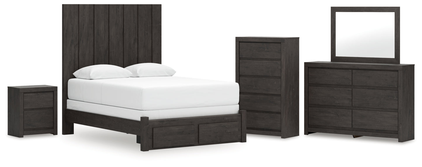 Fraluna Queen Panel Storage Bed, Dresser, Mirror, Chest and Nightstand
