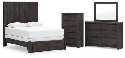 Fraluna Queen Panel Storage Bed, Dresser, Mirror and Chest