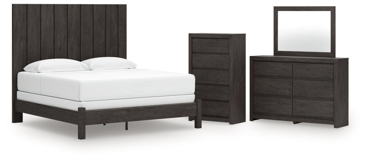 Fraluna King Panel Bed, Dresser, Mirror and Chest