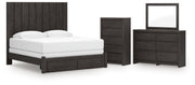 Fraluna King Panel Storage Bed, Dresser, Mirror and Chest