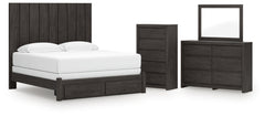 Fraluna King Panel Storage Bed, Dresser, Mirror and Chest