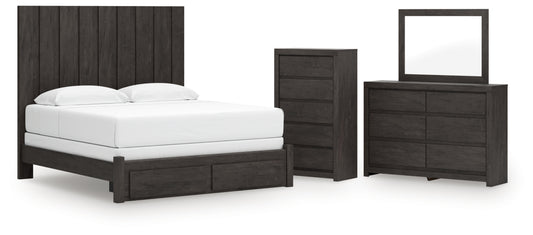 Fraluna King Panel Storage Bed, Dresser, Mirror and Chest