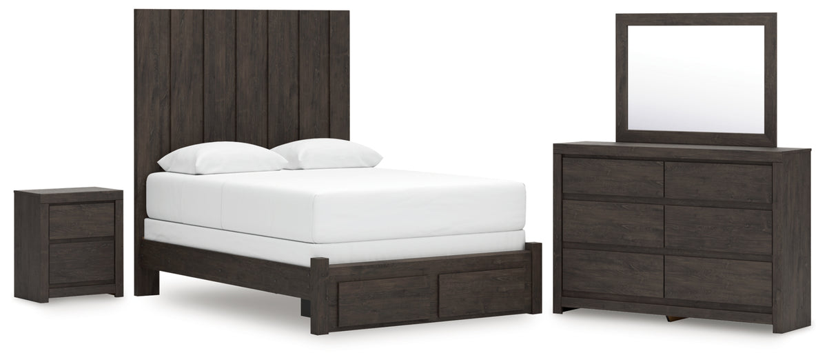Fraluna Queen Panel Storage Bed, Dresser, Mirror and Nightstand