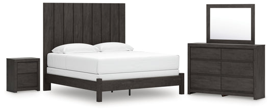Fraluna King Panel Bed, Dresser, Mirror and Nightstand