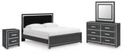 Zuraleus King Upholstered Panel Bed, Dresser, Mirror and Nightstand
