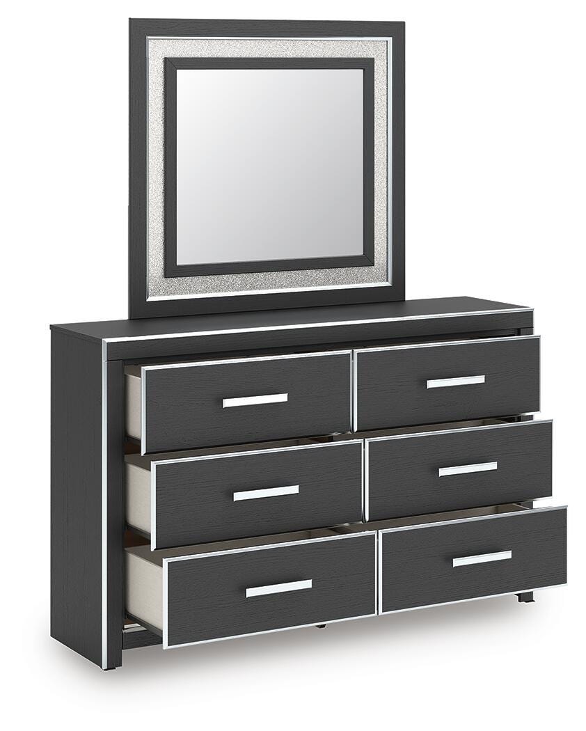 Zuraleus Queen Upholstered Panel Platform Bed, Dresser, Mirror and Nightstand