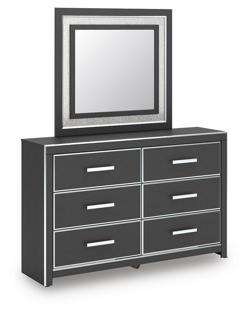 Zuraleus King Upholstered Panel Bed, Dresser, Mirror and Nightstand