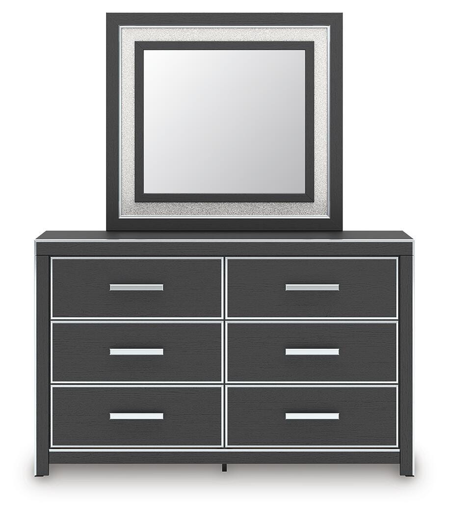 Zuraleus King Upholstered Panel Bed, Dresser, Mirror and Nightstand