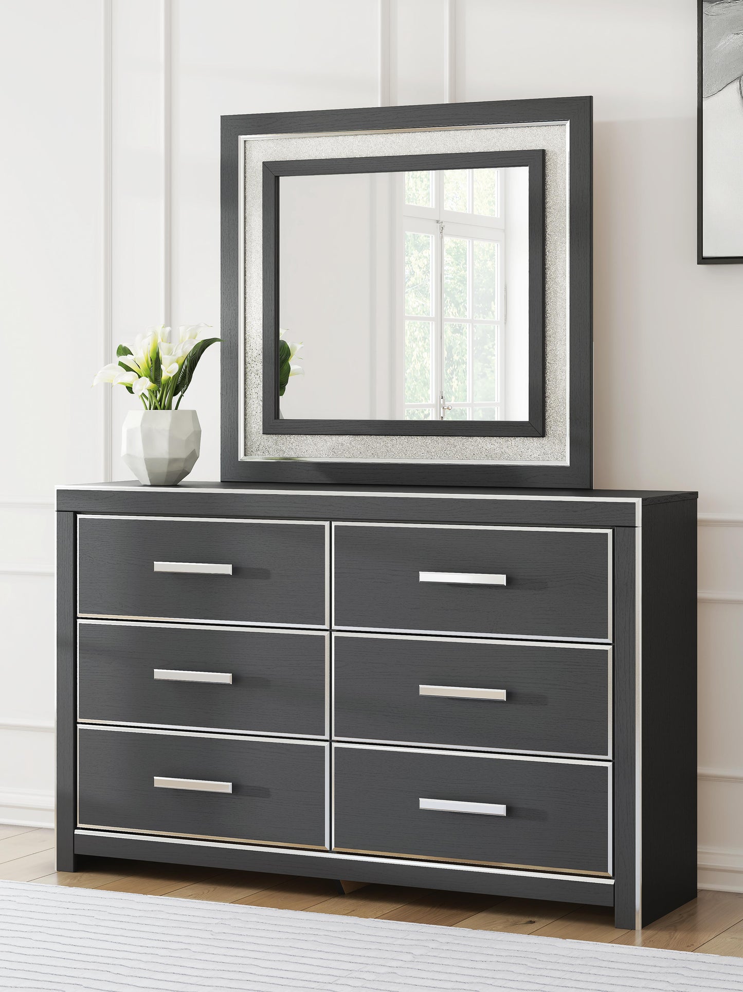 Zuraleus King Upholstered Panel Bed, Dresser, Mirror and Nightstand