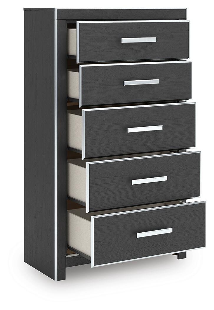 Birmonton King Upholstered Bed, 2 Chests and 2 Nightstands