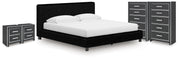 Birmonton King Upholstered Bed, 2 Chests and 2 Nightstands