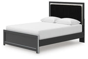 Zuraleus Queen Upholstered Panel Platform Bed, Dresser, Mirror and Nightstand
