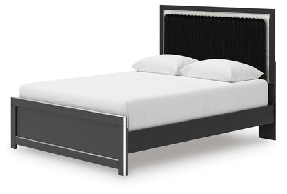 Zuraleus Queen Upholstered Panel Platform Bed, Dresser, Mirror and Nightstand
