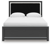 Zuraleus Queen Upholstered Panel Platform Bed, Dresser, Mirror and Nightstand