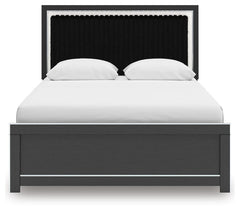 Zuraleus Queen Upholstered Panel Platform Bed, Dresser, Mirror and Nightstand