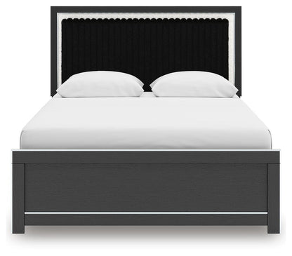 Zuraleus Queen Upholstered Panel Platform Bed, Dresser, Mirror and Nightstand