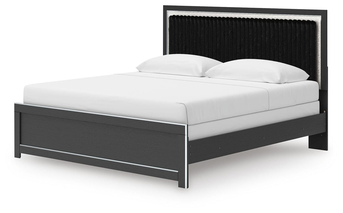 Zuraleus King Upholstered Panel Bed, Dresser, Mirror and Nightstand