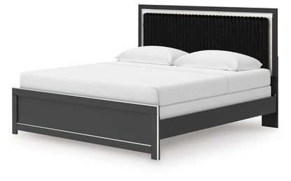 Zuraleus King Upholstered Panel Bed, Dresser, Mirror and Nightstand