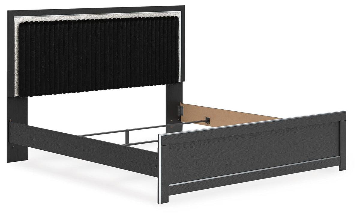 Zuraleus King Upholstered Panel Bed, Dresser, Mirror and Nightstand