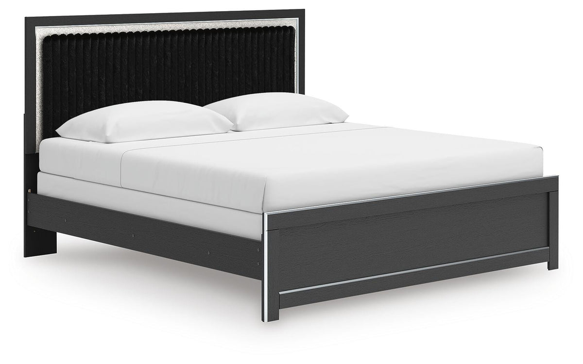 Zuraleus King Upholstered Panel Bed, Dresser, Mirror and Nightstand