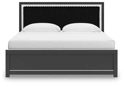 Zuraleus King Upholstered Panel Bed, Dresser, Mirror and Nightstand