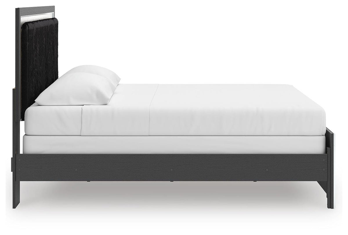Zuraleus King Upholstered Panel Bed, Dresser, Mirror and Nightstand