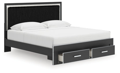 Birmonton King Upholstered Panel Storage Bed