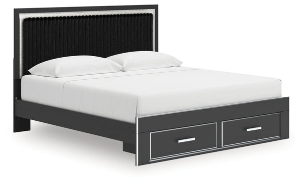Birmonton King Upholstered Panel Storage Bed