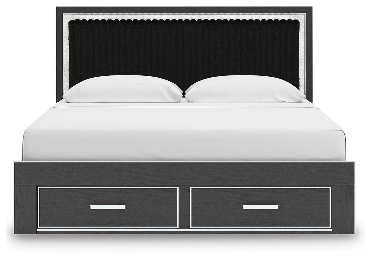 Birmonton King Upholstered Panel Storage Bed