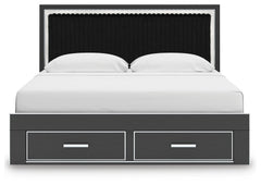 Birmonton King Upholstered Panel Storage Bed