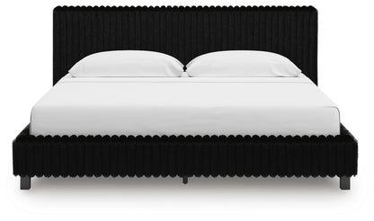 Birmonton King Upholstered Bed, Dresser, Mirror and 2 Nightstands
