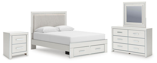 Zuraleus Queen Upholstered Panel Platform Storage Bed, Dresser, Mirror and Nightstand
