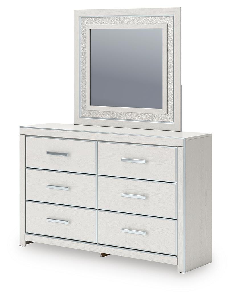 Zuraleus Queen Upholstered Panel Platform Storage Bed, Dresser, Mirror and Nightstand