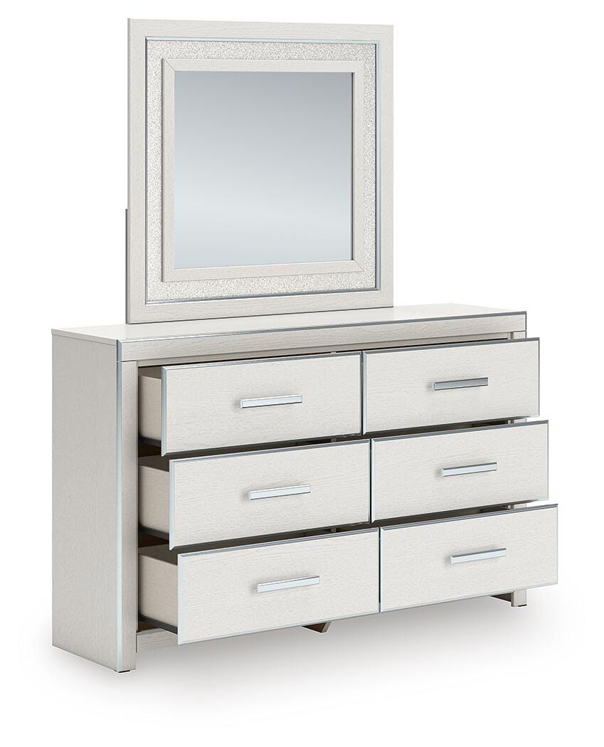 Zuraleus Queen Upholstered Panel Platform Storage Bed, Dresser, Mirror and Nightstand