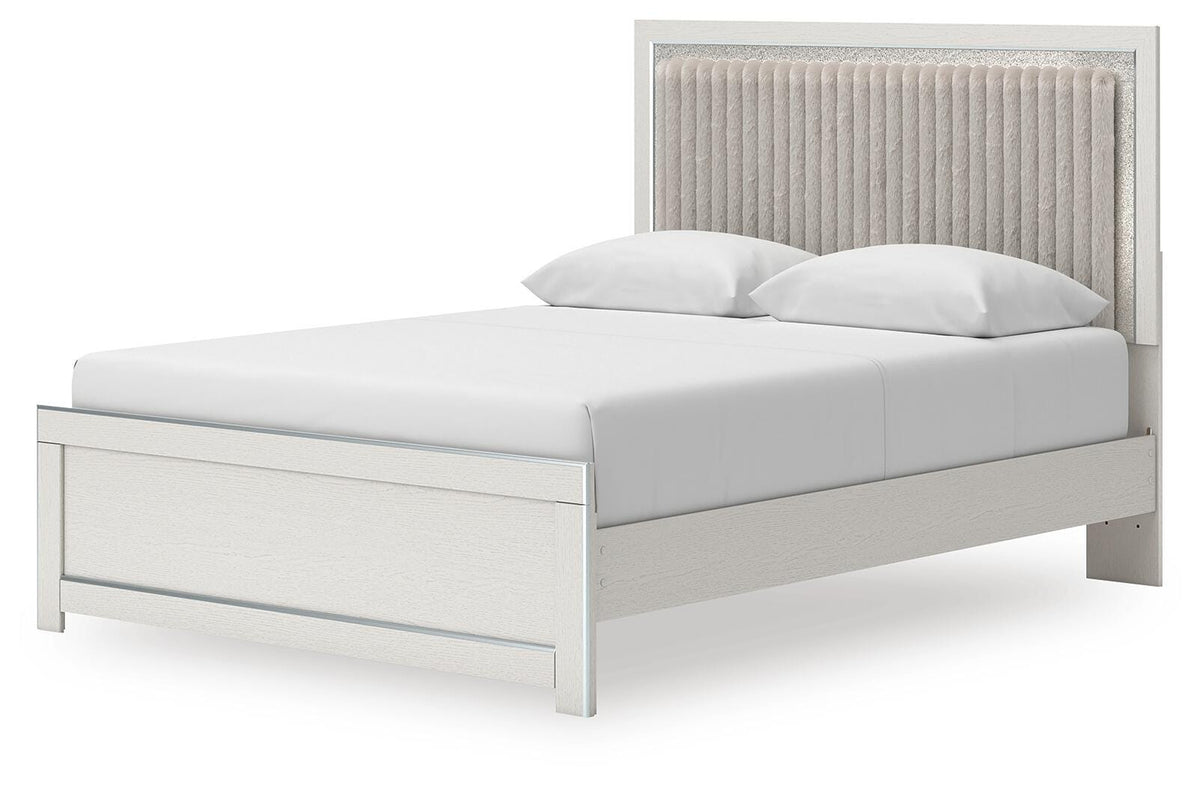 Birmonton Queen Upholstered Platform Bed, Dresser, Mirror and Nightstand