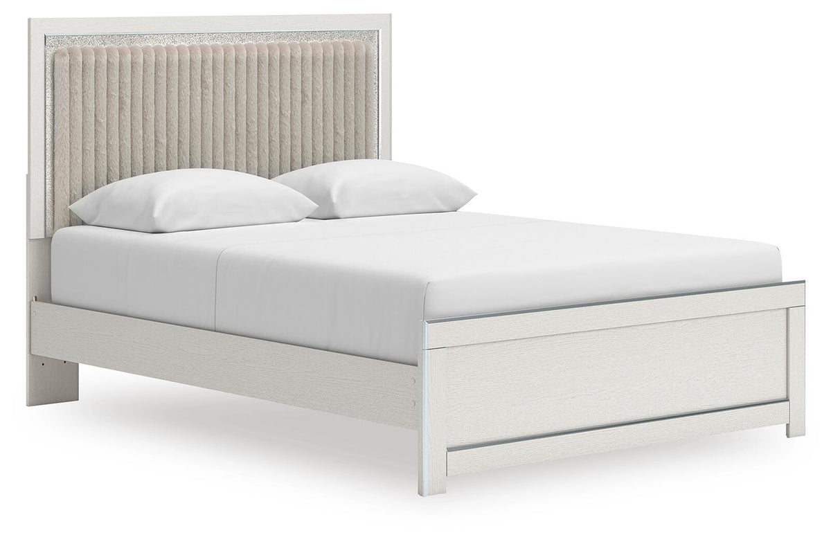 Birmonton Queen Upholstered Platform Bed, Dresser, Mirror and Nightstand